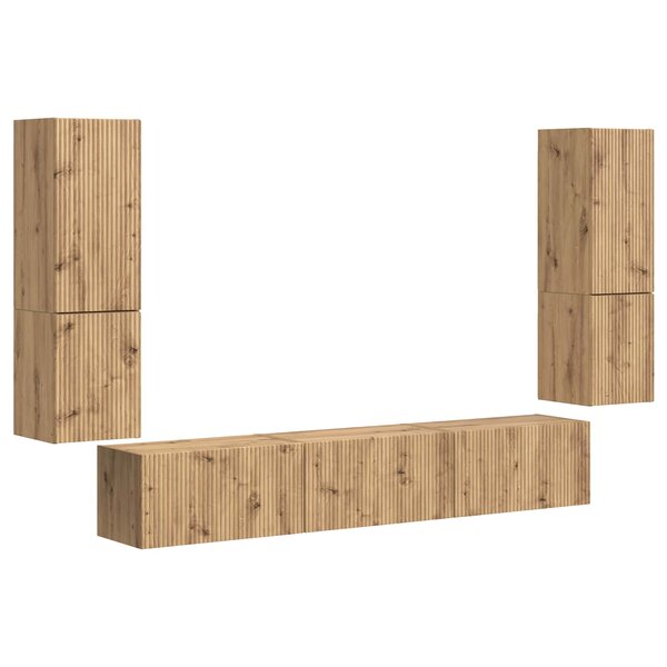 vidaXL Ensemble meuble TV 4 Pièces Chêne artisanal Bois d'ingénierie