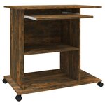 vidaXL Bureau d'ordinateur Chêne fumé 80x50x75 cm Bois d'ingénierie