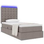 vidaXL Lit de rangement LED avec matelas Taupe 90 x 190 cm Tissu