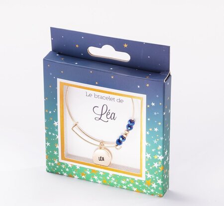 Bracelet lea avec perles bleues