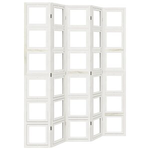 vidaXL Cloison de séparation 5 panneaux blanc bois de paulownia massif