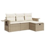 vidaXL Salon de jardin avec coussins 4 Pièces beige résine tressée