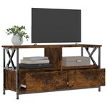 vidaXL Meuble TV chêne fumé 90x33x45 cm bois d'ingénierie et fer