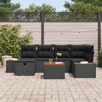 vidaXL Ensemble de canapé de jardin 7 Pièces Noir 55 x 62 x 69 cm