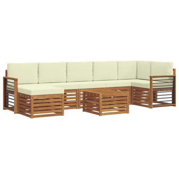vidaXL Ensemble de canapés d'extérieur 8 Pièces Naturel et Crème