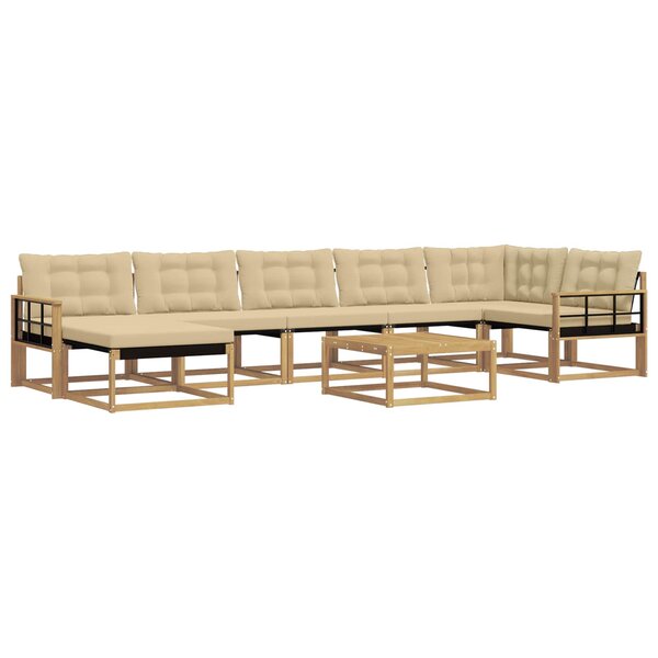 vidaXL Ensemble de canapés d'extérieur 8 pc Blanc et Beige