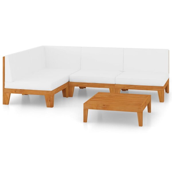 vidaXL Salon de jardin 5 Pièces avec coussins Bois d'acacia solide