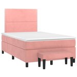 vidaXL Sommier à lattes de lit avec matelas rose 120x190 cm velours