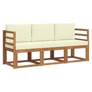 vidaXL Ensemble de canapés d'extérieur 3 pc Naturel et Crème