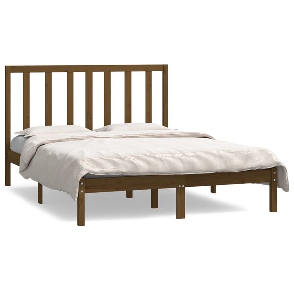 vidaXL Cadre de lit Marron miel Bois de pin massif 140x190 cm