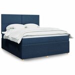 vidaXL Sommier à lattes de lit avec matelas Bleu 180x200 cm Tissu