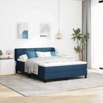 lit à sommier box avec matelas bleu 140x190 cm en tissu