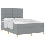 vidaXL Lit à ressorts avec matelas Gris clair 140 x 200 cm tissu
