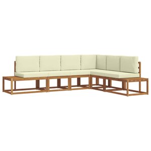 vidaXL 6 pc Ensemble de canapés d'extérieur Naturel et Crème