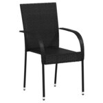 vidaXL Chaises empilables d'extérieur lot de 2 Résine tressée Noir