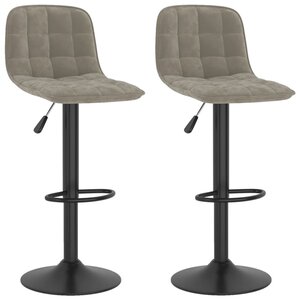 vidaXL Tabourets de bar lot de 2 gris clair velours
