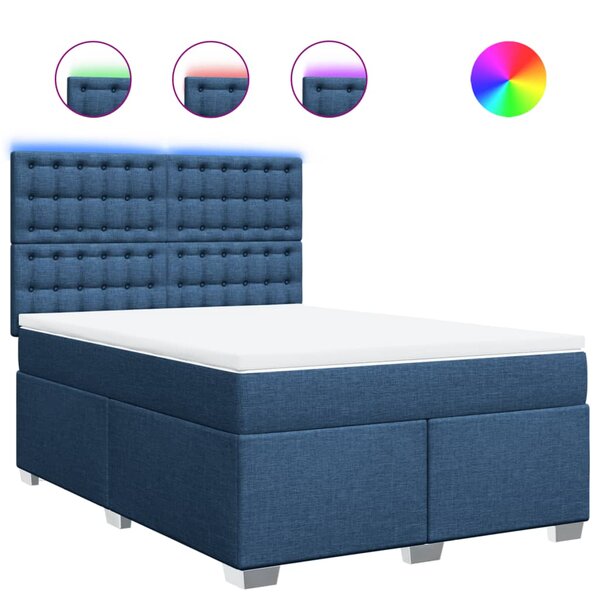 vidaXL Sommier à lattes de lit avec matelas Bleu 140x190 cm Tissu