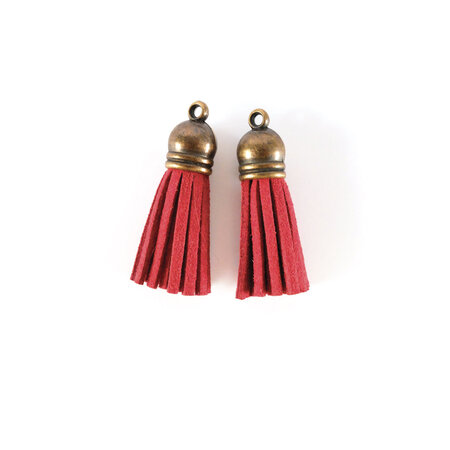 Lot De 2 Tassels Finition Bronze Rouge 40mm