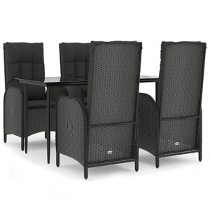 vidaXL Ensemble à manger de jardin coussins 5Pièces Noir Résine tressée