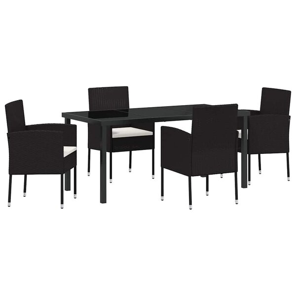 vidaXL Ensemble de salle à manger pour jardin 5 Pièces Noir Poly rotin
