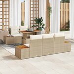vidaXL Ensemble de canapé de jardin 6 Pièces Beige Poly rotin
