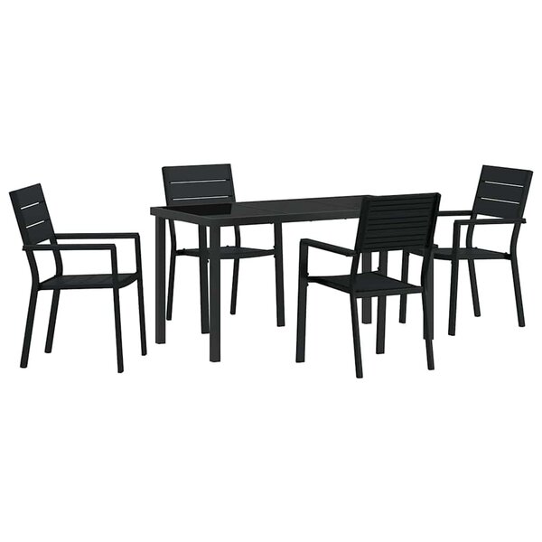vidaXL Ensemble de salle à manger pour jardin 5 Pièces Noir HDPE