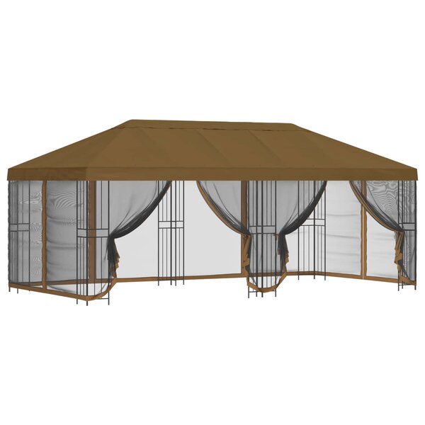 vidaXL Gazebo avec murs latéraux 6 x 3 m Taupe Polyester et Acier 190