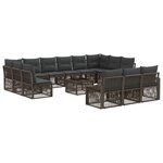 vidaXL Ensemble de canapé de jardin 14 Pièces Gris polyrotin