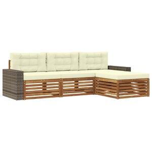 vidaXL Ensemble de canapés d'extérieur 4 pc Naturel et Crème Polyester