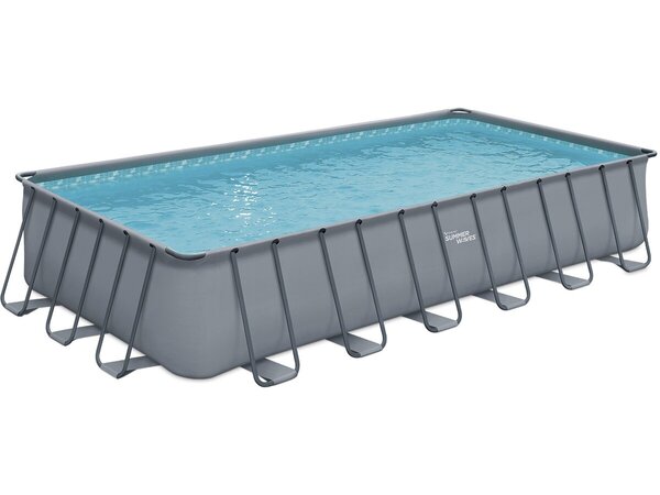 Piscine tubulaire grise - "LUDO 5" - 7.32 x 3.66 x 1.32 m - Filtration à  sable 5 7m3/H