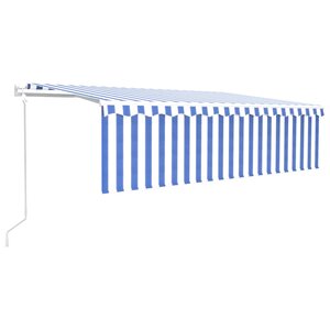 vidaXL Auvent rétractable automatique avec store 5x3 m Bleu et blanc