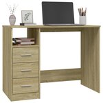 vidaXL Bureau avec tiroirs Chêne sonoma 102x50x76 cm Bois d'ingénierie