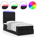 vidaXL Cadre de lit ottoman avec matelas noir 90x190 cm tissu