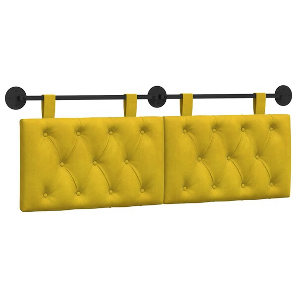 vidaXL Tête de lit suspendue Jaune Velours