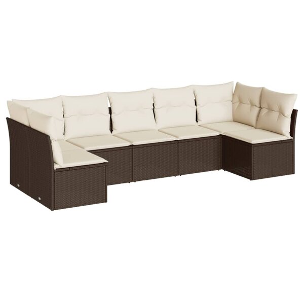 vidaXL Salon de jardin avec coussins 7 Pièces marron résine tressée