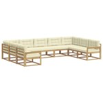 vidaXL Ensemble de canapés d'extérieur 9 Pièces Blanc et crème