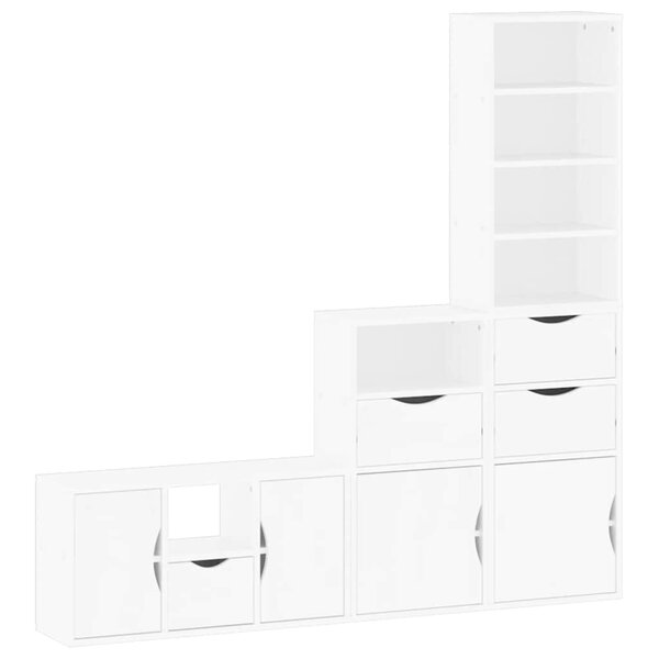 vidaXL Meubles TV 4 Pièces avec rangement ODDA blanc bois de pin massif