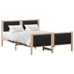 vidaXL Cadre de lit Marron et noir 140 x 190 cm Bois massif en pin