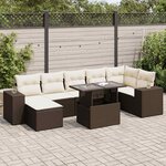 vidaXL Salon de jardin 8 Pièces avec coussins marron résine tressée