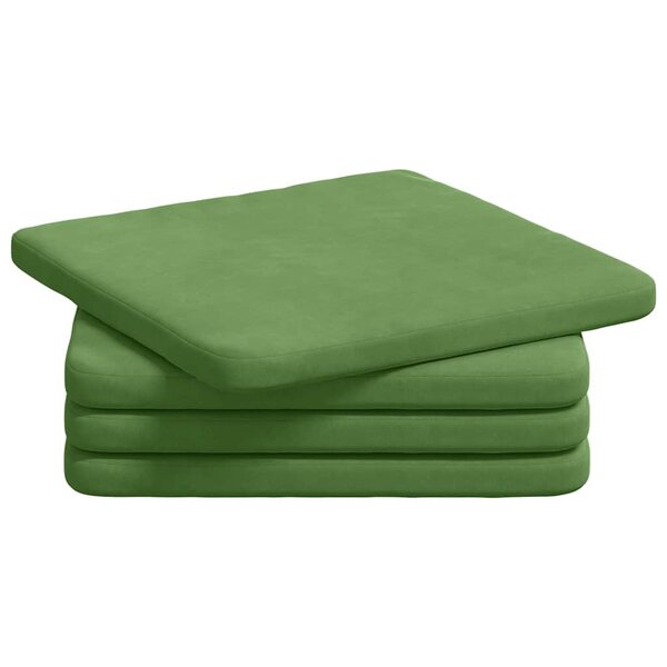 vidaXL Coussins de siège 4 Pièces Vert clair 40 x 40 x 3 cm Velours