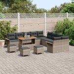 vidaXL Ensemble de canapé de jardin 14 Pièces Gris polyrotin