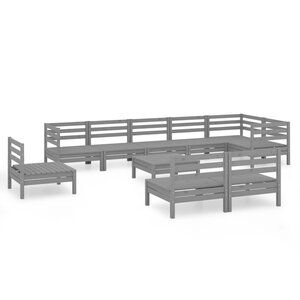 Salon de jardin meuble d'extérieur ensemble de mobilier 10 pièces bois de pin massif gris 02_0015247