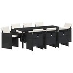 vidaXL Ensemble de salle à manger pour jardin 9 pc Noir polyrotin