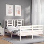 vidaXL Cadre de lit sans matelas blanc bois massif