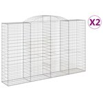 vidaXL Paniers à gabions arqués 2 Pièces 300x50x180/200 cm fer galvanisé