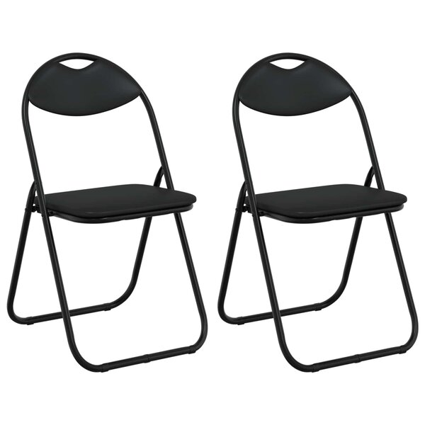 vidaXL Chaise pliante 2 pc Simili cuir Noir 48 x 43 5 x 81 cm