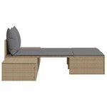 vidaXL Chaise longue double avec coussins beige résine tressée