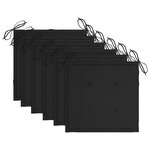 vidaXL Chaises de jardin lot de 6 et coussins noir Bois de teck massif