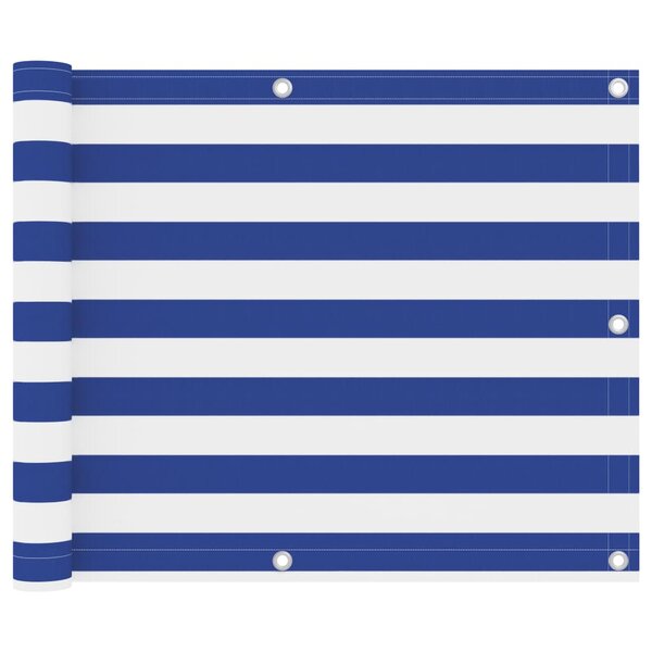 vidaXL Écran de balcon Blanc et bleu 75x600 cm Tissu Oxford