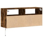vidaXL Meuble TV mural avec lumières LED chêne fumé 100x31x45 cm